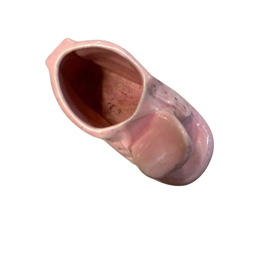 Vintage Pink Ceramic‎ Baby Shoe Planter Succulent Holder Decor